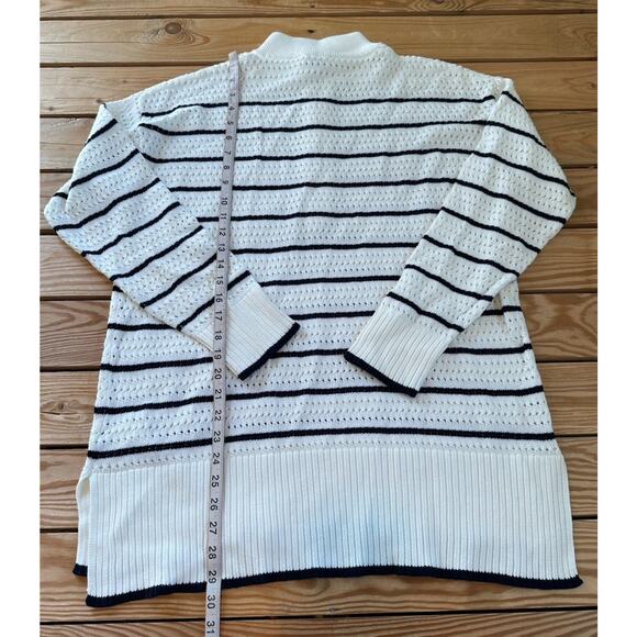 NWT Seraphine 1/2 Zip Stripe Sweater Size Medium Women’s White - Picture 7 of 9